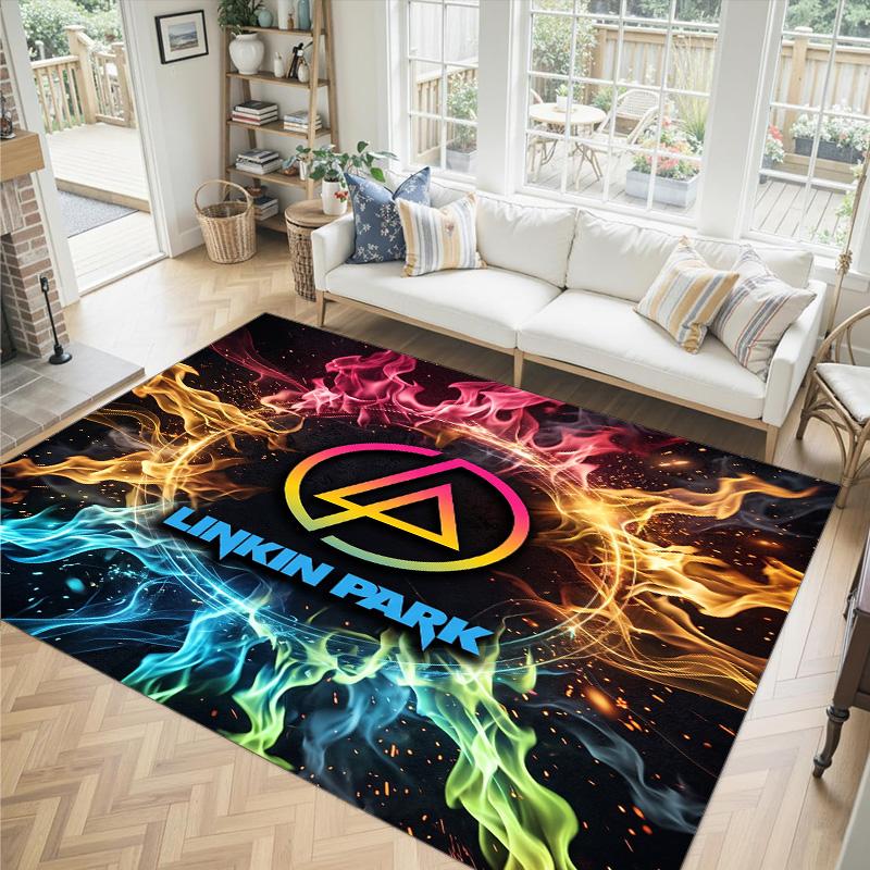 Linkin Park Design Crystal Velvet Carpet Cozy Non?Slip Printed Rug For Bedroom Living Room Entrance