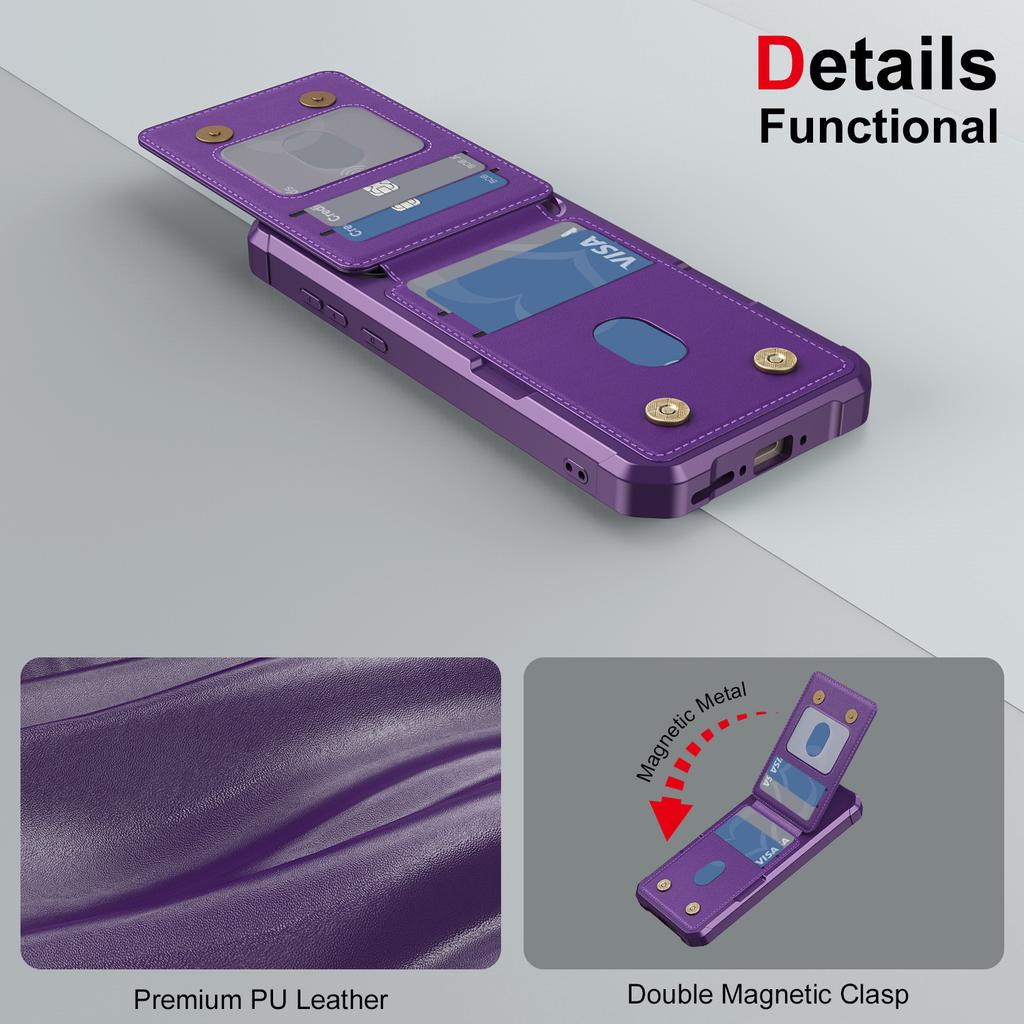 Applicable To Oneplus15 Mobile Phone Case, OnePlus 15 Back Cover Card Holder Anti-drop Protective Case Open Solid Color Case Up and Down