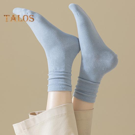 1 pár dámských ponožek střední trubice bez zápachu retro jednobarevné vysoká elasticita protiskluzová prodyšná měkká absorbce potu sportovní bavlněné ponožky proti smršťování