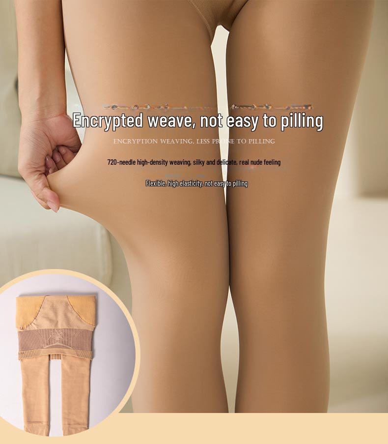 Flower Fairy Warm Nude Plus Velvet Open Crotch Pantyhose - Large Size Autumn/Winter Leggings