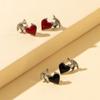Alloy Modern Wing Heart Earrings For Women In Red And Black 2022 Summer