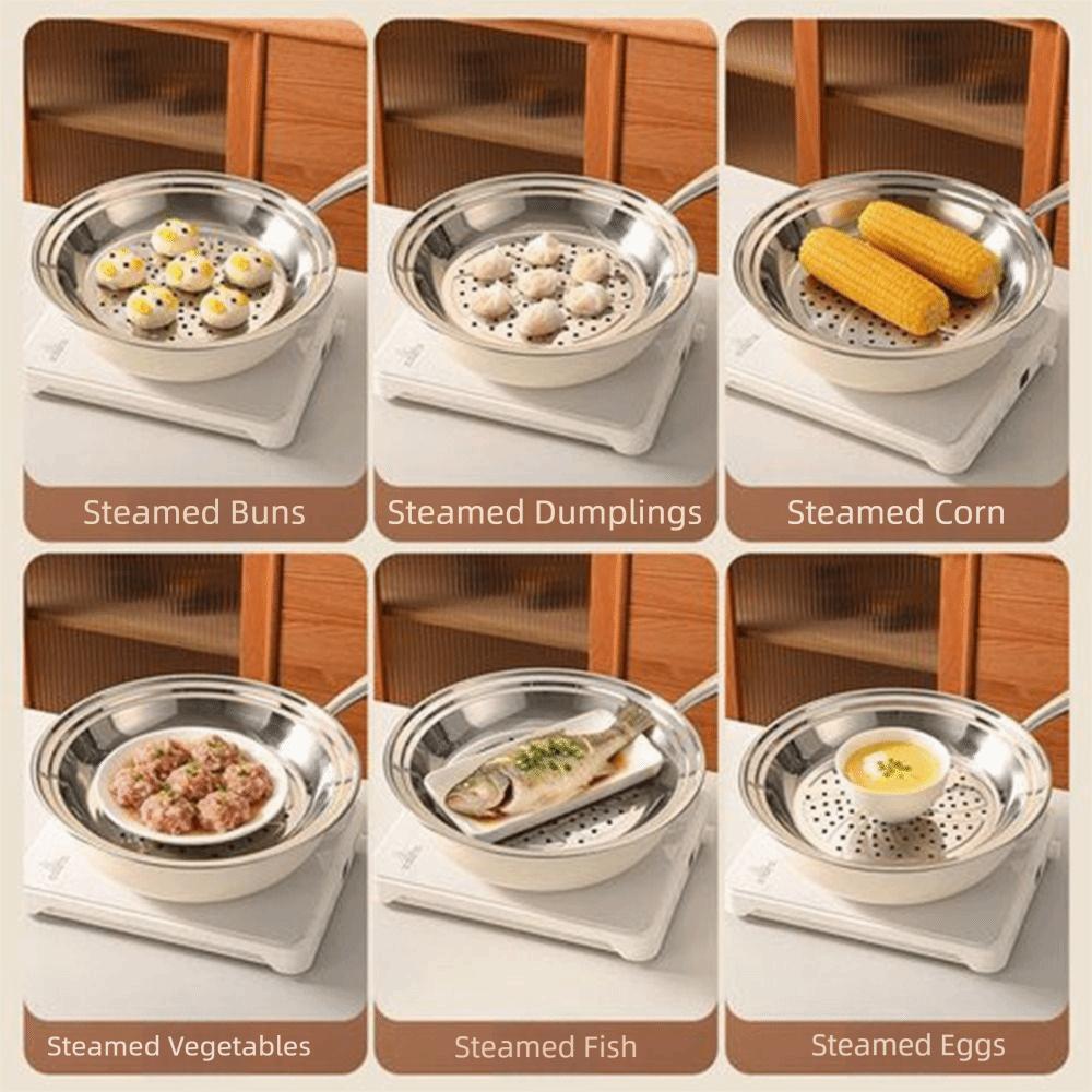 Large Hole Kitchen Steam Tray Round Pot Steam Insert Stainless Steel Steamer Basket Kitchenware