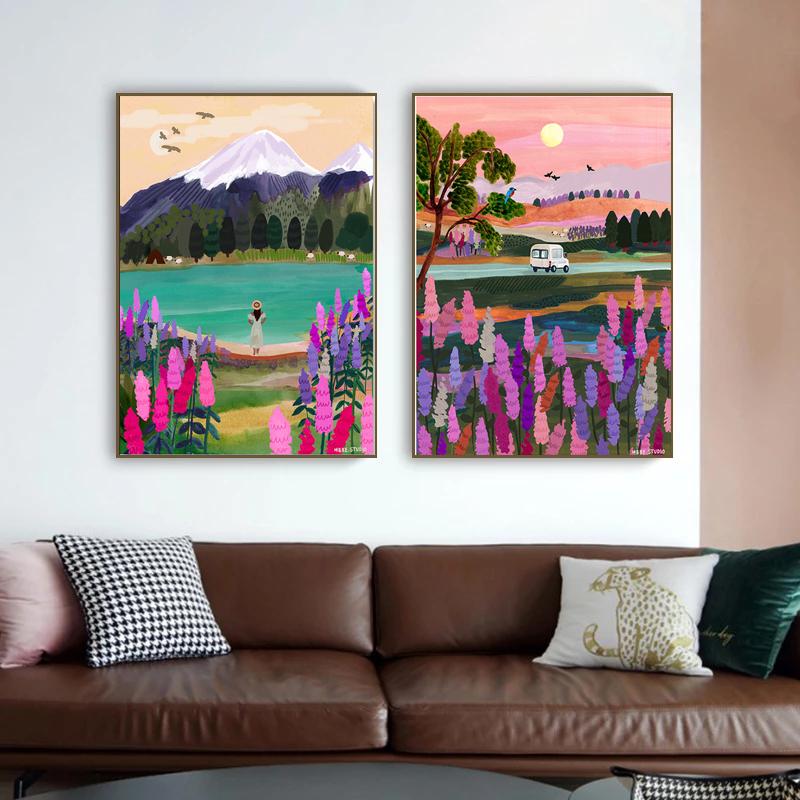 New Zealand Blue Pools Lake Tekapo Travel Canvas Painting Mountain Landscape Poster Print Wall Art for Living Room Decor Cuadros