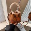 Autumn and Winter Women's Shoulder Bag Casual Retro Plush Bag Versatile Mini Portable Bucket Crossbody Bag KTY