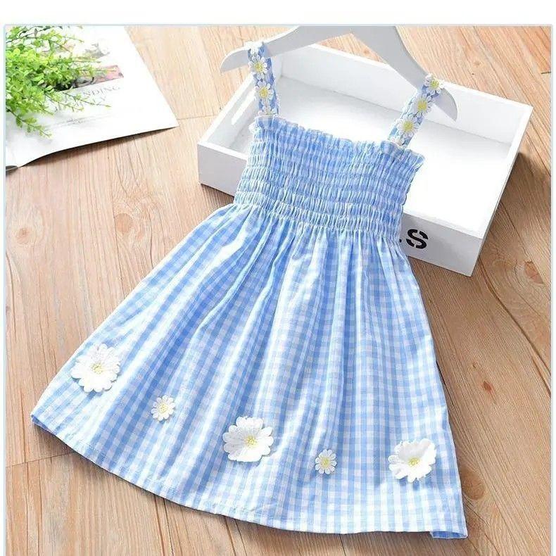 Simple Strapless Dress for Girls: Summer Kids  Fashion Daisy Dress 90