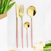 16pcs Mirror Pink Gold Flatware Stainless Steel Cutlery Set Knife Coffee Spoon Fork Dinnerware Set Western Kitchen Tableware