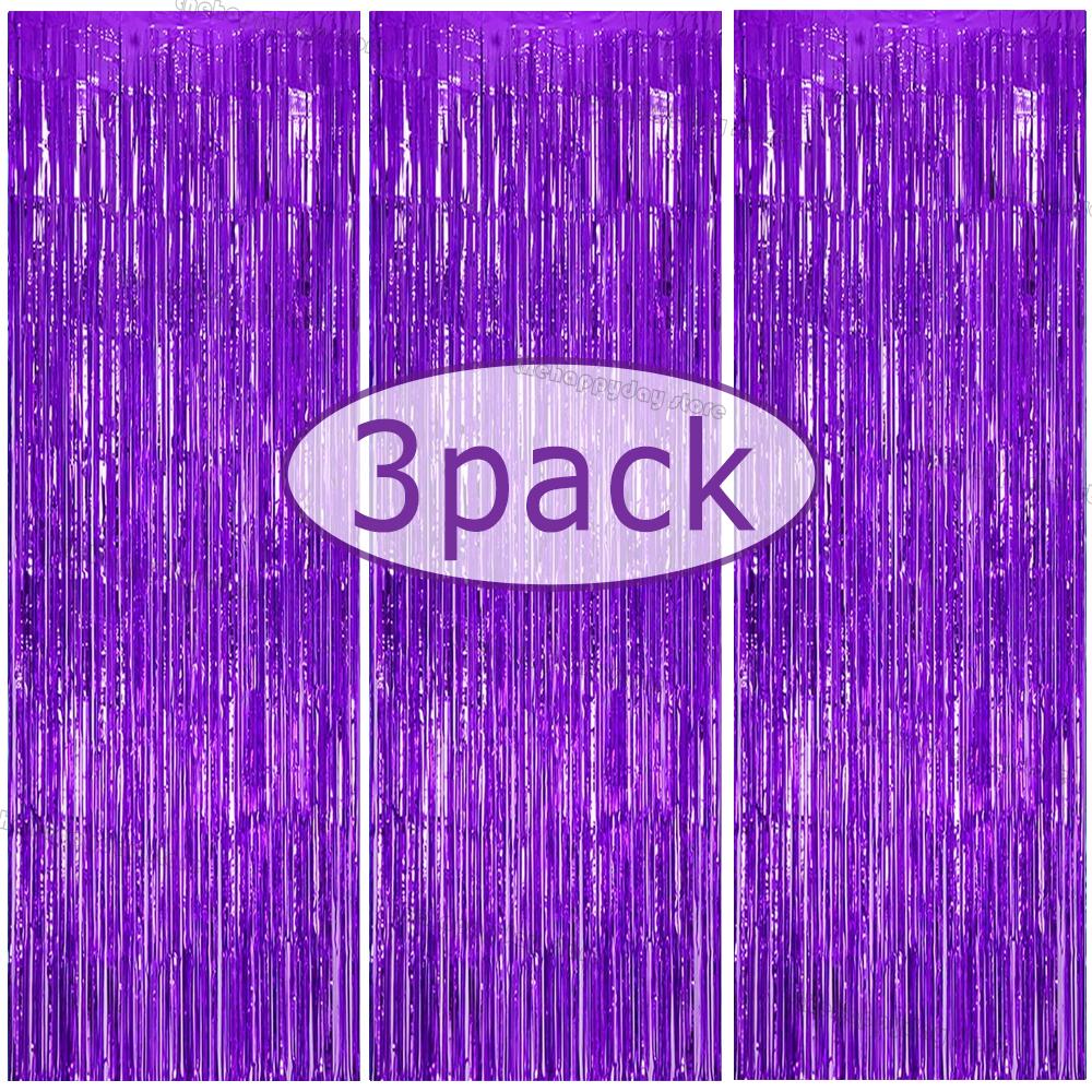 3Pack Valentines Day Party Backdrop Decorative Curtains Bachelorette Party Backdrop Metallic Foil Tinsel Fringe Curtain Christma