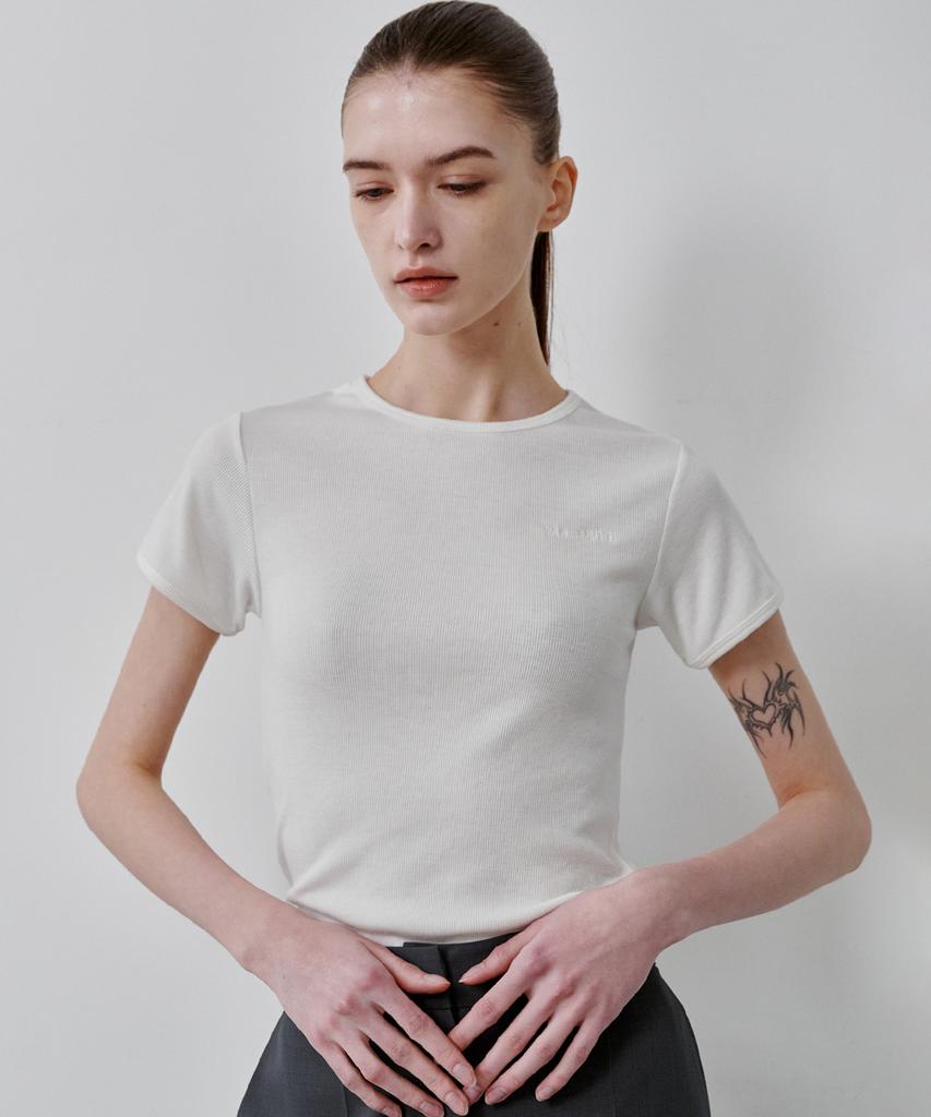 MALOUPE 5213 Ribbed Slim Short Sleeve Tee (White)