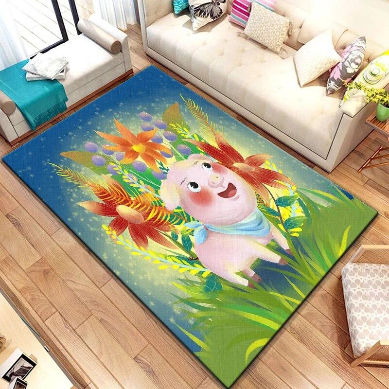 Zwölf chinesische Sternzeichen-Tiere malen Teppich für Wohnzimmer, großer Teppich, schwarzer weicher Teppich, Heimdekoration, Matten, Boho-Teppiche