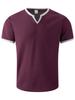 Mens Waffle Solid Color V Neck Short Sleeve Loose Casual T Shirt Mens Tops