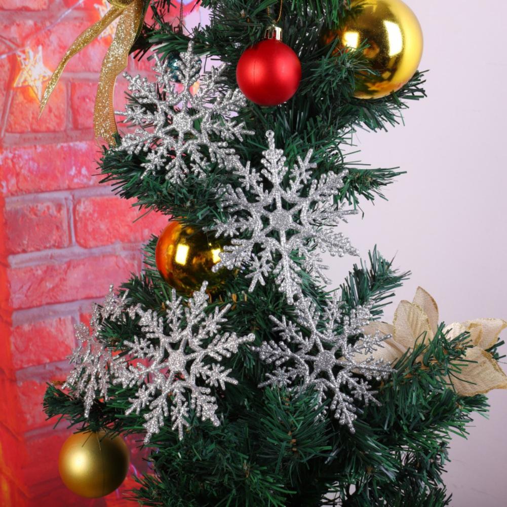 12pcs/set Simulation Snowflakes with Hole Christmas Tree Hanging Ornament Xmas Fake Snowflakes 2025 Navidad New Year Party Decor