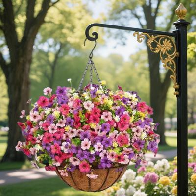 Cesto de Flores Artificiais, Suporte para Plantas, Vaso com Forro de Coco, Pendurar para
