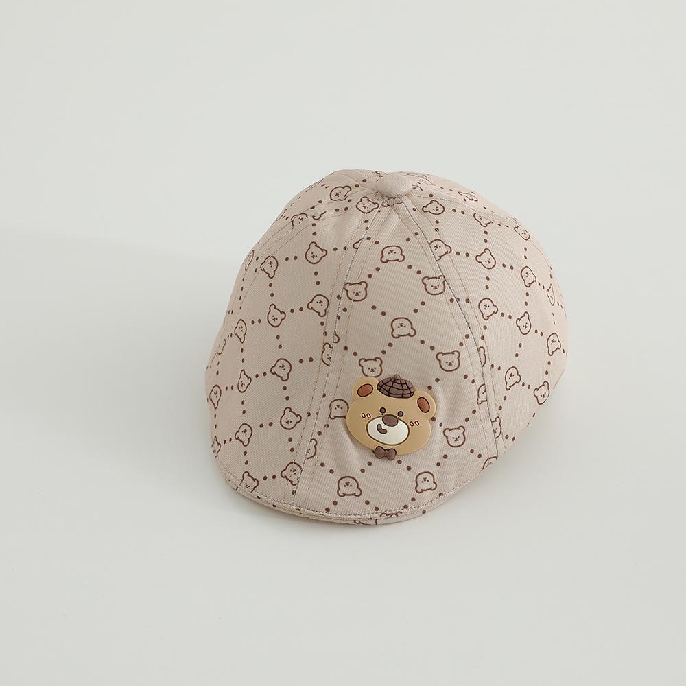 Retro Plaid Baby Beret – Spring/Summer Sun Hat with Embroidered "23" for Infants & Toddlers