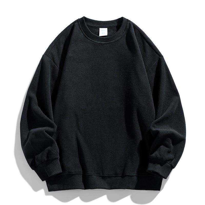 Unisex Oversized Fleece Pullover Sweatshirt Solid Color Round Neck Casual Long Sleeve