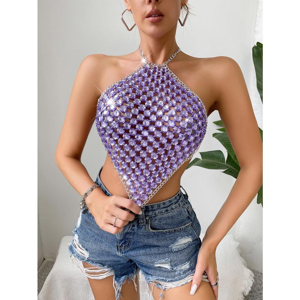 Summer Hot Selling Women's New Style Chain Hanging Neck Strap Sexy Splicing Strapless