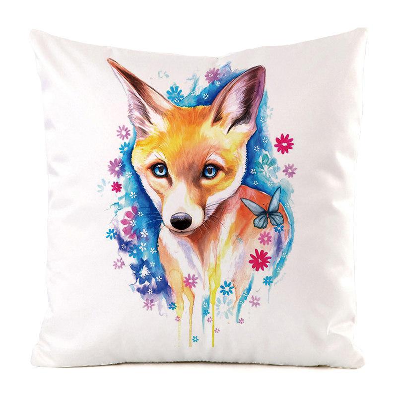 Colored Hand-Painted Animal Series Digital Printing Short Plush Pillow Covers for Car Sofa Office Cushion Cover Home Goods