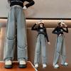 Girls' Wide Leg Pants for Spring and Autumn Wear Straight Leg Jeans Korean Children's Casual Autumn Pants