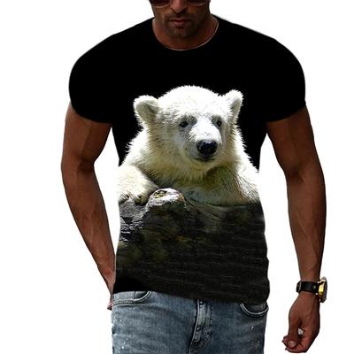 Summer Fashion Polar Bear Image Men's Casual 3D Printing T-shirt Hip Hop Personalized Round Neck Short Sleeved Top