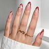 Hochwertige tragbare künstliche Nägel im Mandel-Nude-French-Stil – mittellange und lange Nagelspitzen