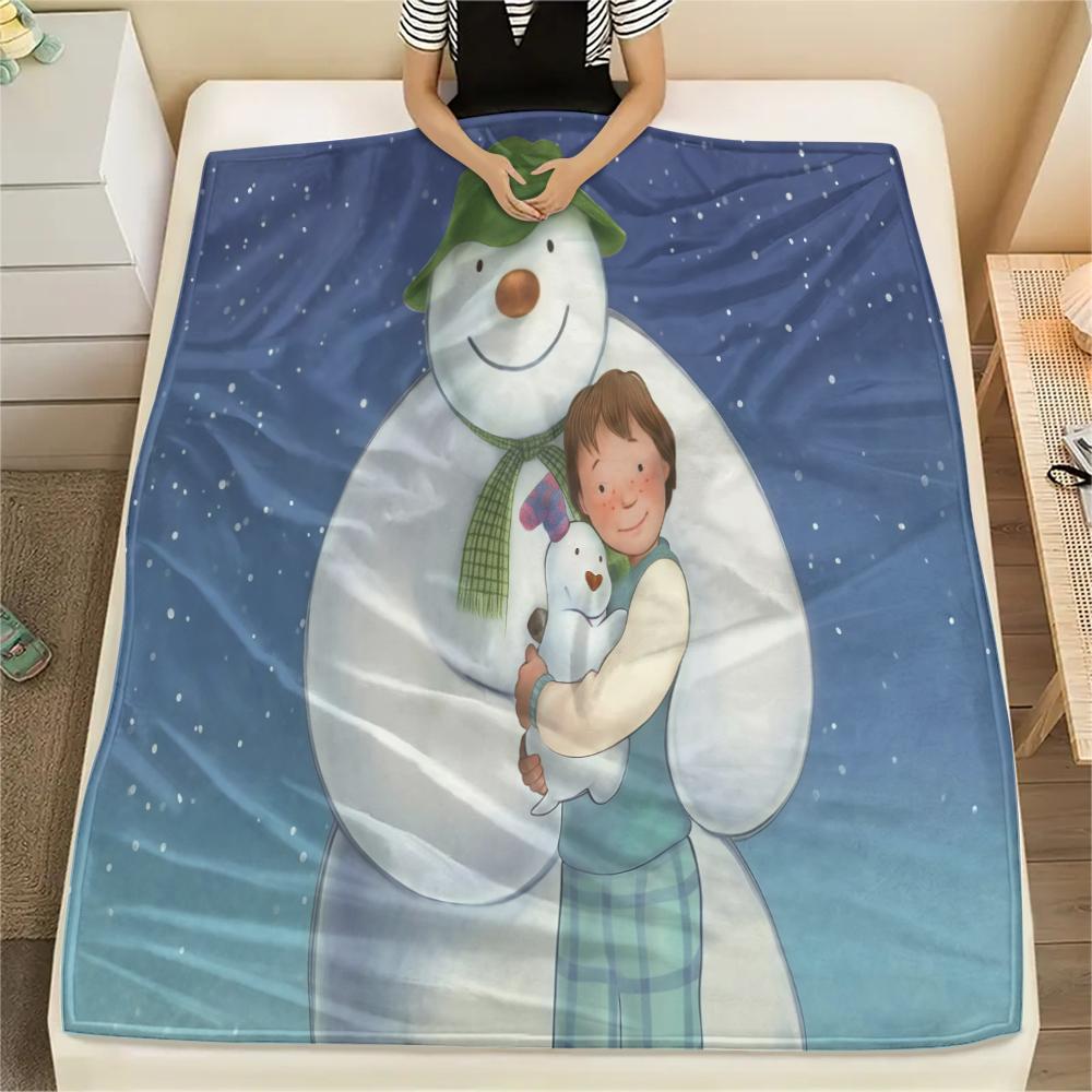 1PC The Snowman Print Flannel Blanket, High quality All Seasons, Home Decor, Warmth and Comfort, Perfect for Christmas Gifts