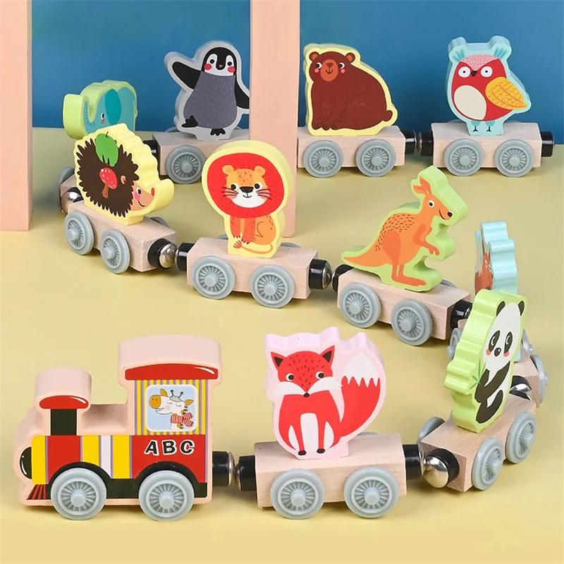 Kids Magnetic Wooden Train Learning Numbers Color Train Set Puzzle Toys for Boys Girls Birthday Xmas Gift
