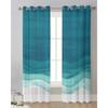 Gradient Blue Watercolour Translucent Drapes for Bedroom Space Living Room Decoration Window Drape for Kitchen Area Tulle Voile Organza Curtains