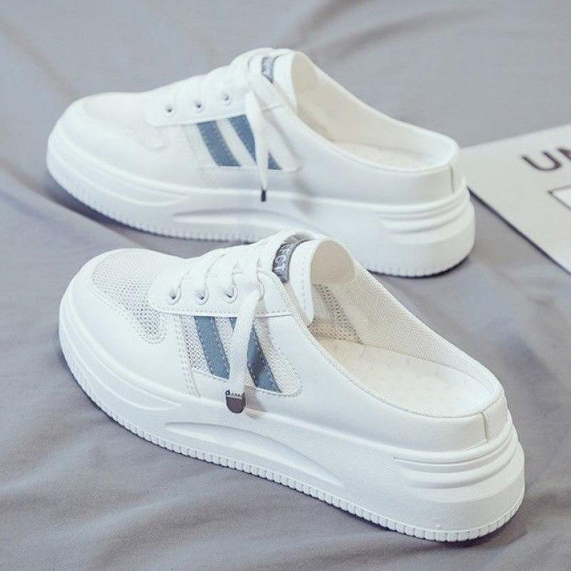 Women's Sneakers Mules Comfortable Slip On Flat Breathable Lightweight Platform Casual Open Back Mesh Walking Shoes Sneaker Outdoor Slippers for Women