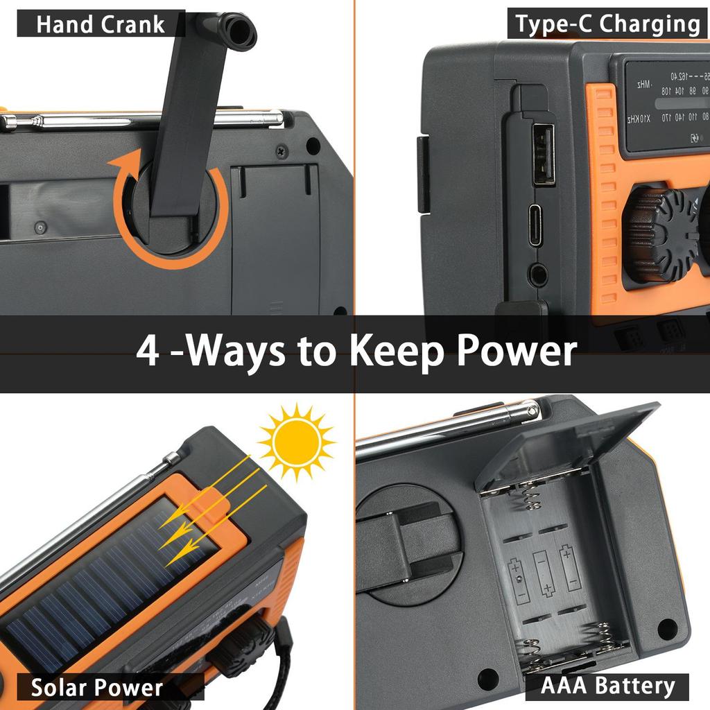Hand-Crank Solar Emergency Radio with Lighting Function