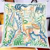 New 90Cm Twill Silk Scarf Shawl Luxury  Graffiti Horse Print Square Scarves Women Hijabs Bandana Silk Foulards Neckerchief