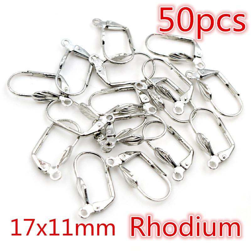30-50pcs Fashion Bronze Rhodium Gold Silver Plated French Earring Hooks Wire Settings DIY Jewelry Making Findings Accessories