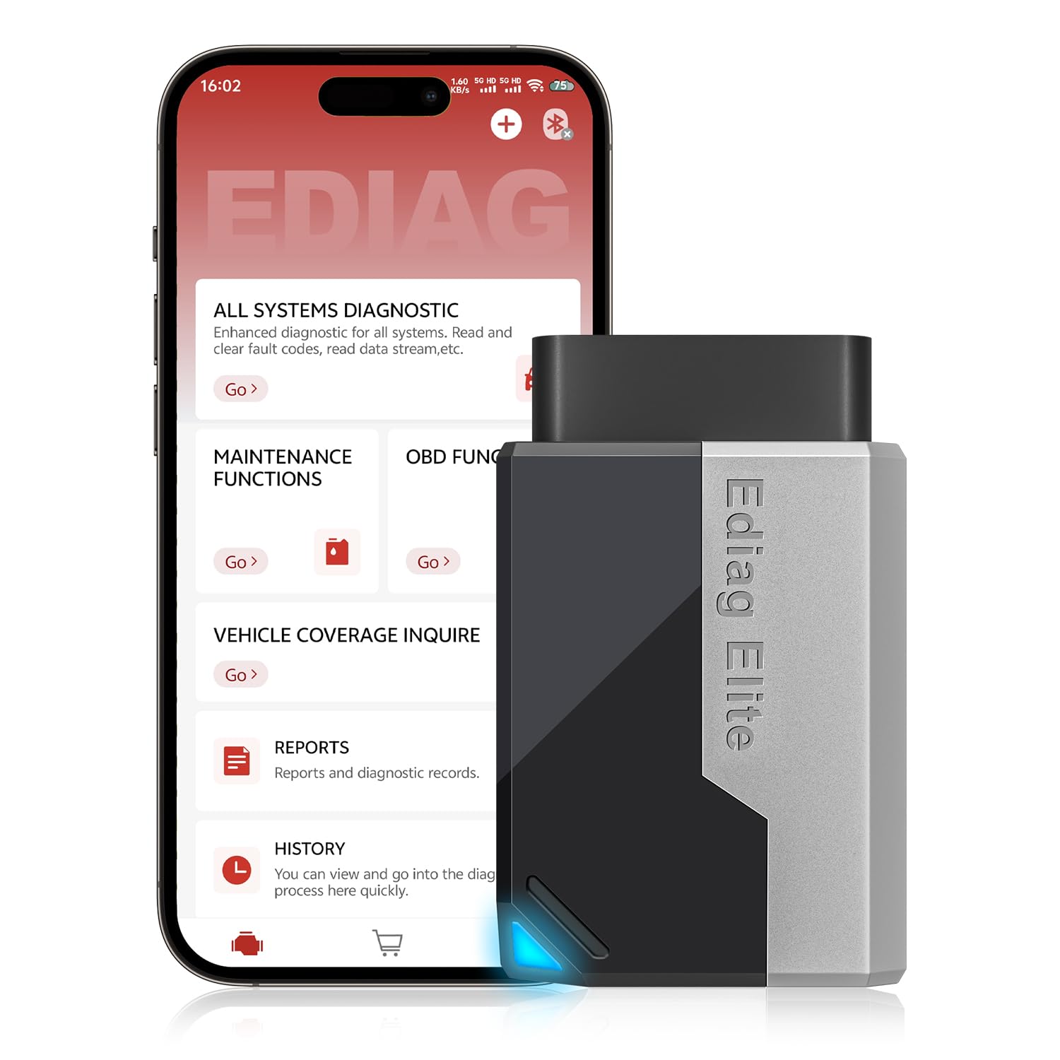 

KINGBOLEN Ediag Elite OBD2 Диагностический Bluetooth, Сканер с двунаправленным управлением, Инструмент для диагностики всех систем для