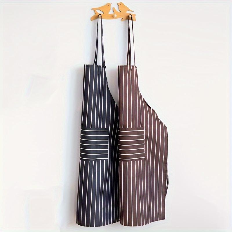 Striped Waterproof Cotton Work Apron Oil-Resistant Cooking Apron for Home Restaurant Coffee Shop Men and Women