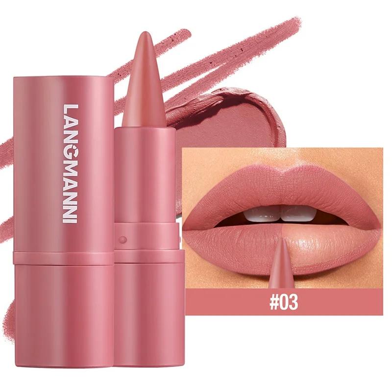 6 Color Tapered Lip Liner Nude Matte Lipstick Pencil Long-Lasting Waterproof Lipliner Pencil Non-Stick Cup Lips Contour Makeup