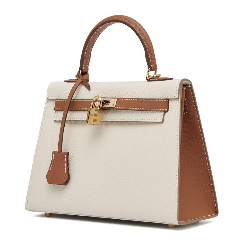 

Контрастная сумка из кожи с принтом пальмы второго поколения, качественная женская сумка на одно плечо, универсальная сумка через плечо Ins 25x10x18cm коричневый/белый