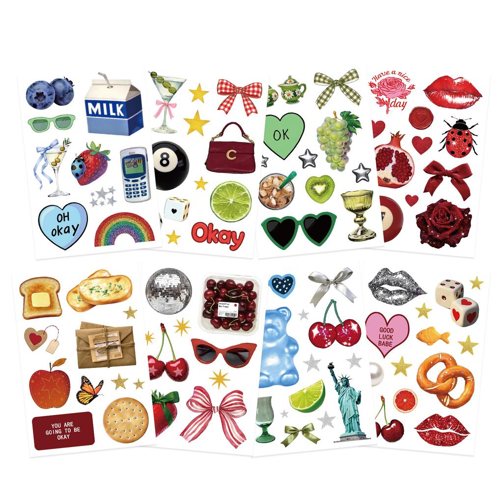 8 Korean Collages INS Wind Waterproof Diary Hand Stickers Gu Card Stickers DIY Decorative Stickers Stickers