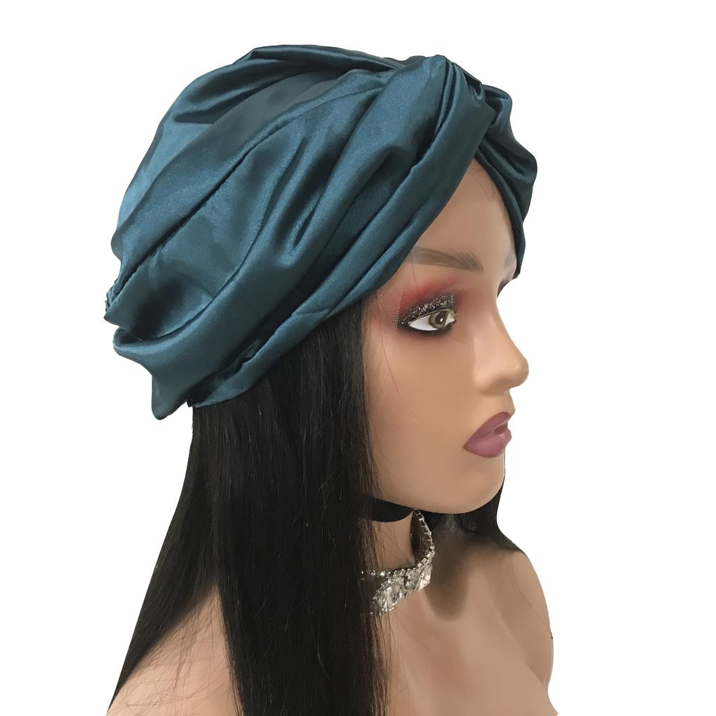 Sexy Women Turban Double Layer Hair Bonnets Silk Custom logo Turbans for Ladies