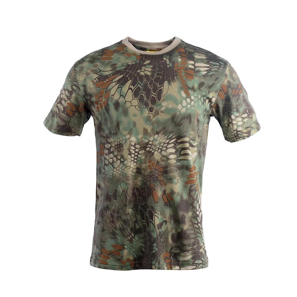 100% Baumwolle Taktisches T-Shirt Kurzarm Schnelltrocknend Jagdhemden Herren Camouflage Outdoor Sport Arbeit Training Airsoft Gefechtshemd