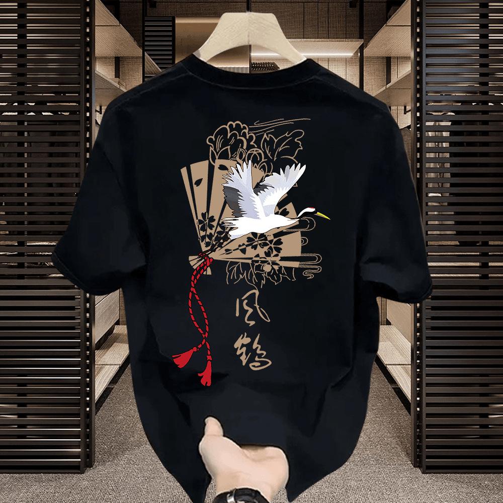 Cotton Men S Short-Sleeved T-Shirt Printed Trendy T-Shirt Summer Round Neck Heavy Casual Trend Cartoon S