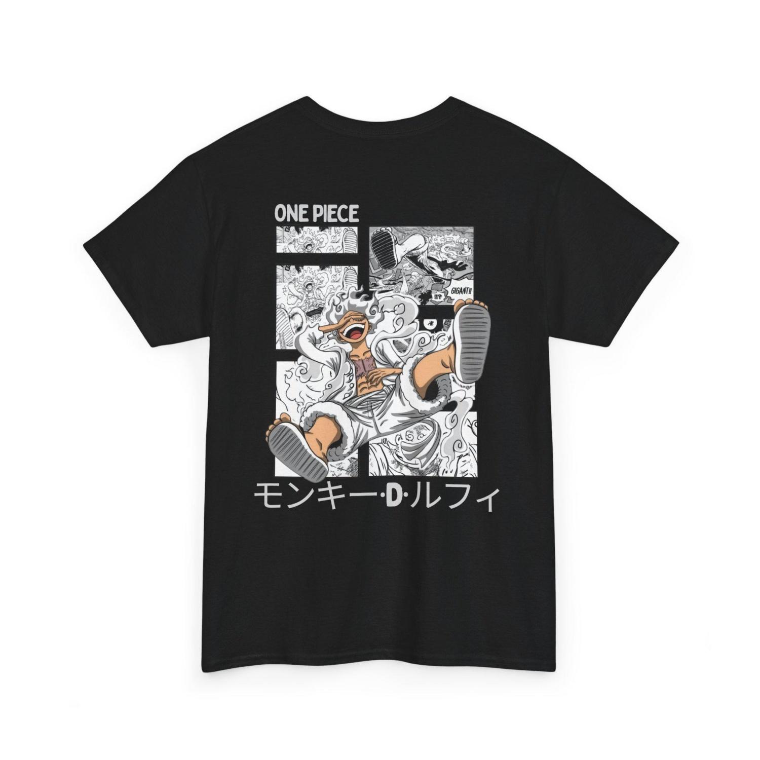 

One Piece Japanese Anime 2026 Summer New100cotton Tshirt Fifth Gear Luffy Pattern Unisex Popular Short Sleeves Loose Y2K Shirt S чёрный