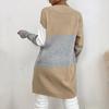 Temperament and Elegance Outer Wear Autumn and Winter Fashion Knitted Long-sleeved Colorblocked Sweater Cardigan Women