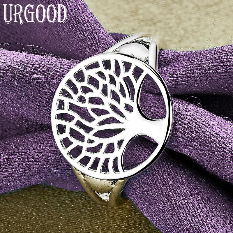 925 Sterling Silver Round Tree of Life Ring Fashion Jewelry