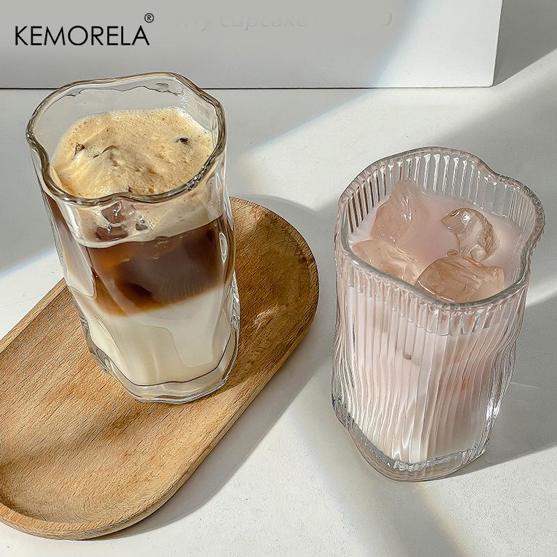 Irregular Twist INS Style Iced Coffee Cup Summer Juice Glass Cold Drink Cup for Bar And Home Use American Latte Drinkware
