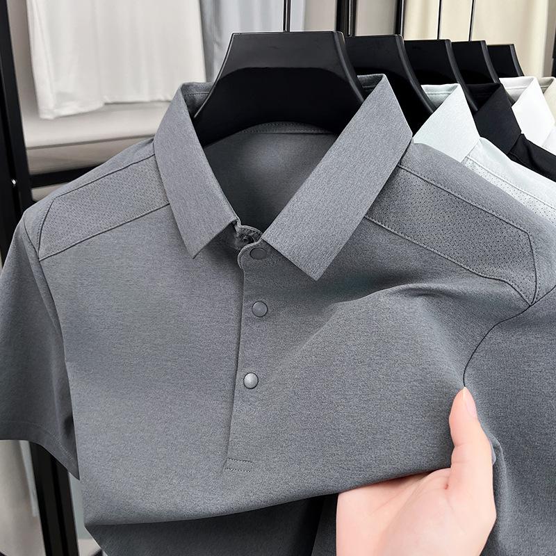 

2026 Men s Summer Short Sleeve Breathable Casual Polo Shirt 3XL серый
