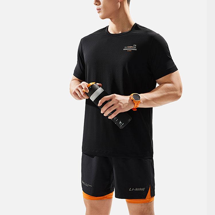 Li-Ning Comfortable Versatile Quick-Dry Short Sleeve T-Shirt Men Tops Black ATSU065-1
