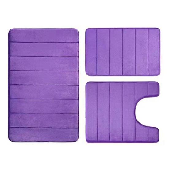 3Pcs/Set Bath Rug Anti-Slip Bathroom Floor Mat U-Shaped Toilet Rug Absorbent Rectangular Mat for Bathroom Sink Shower Door