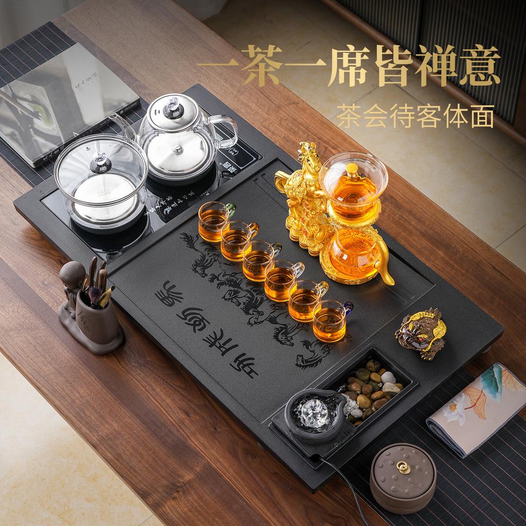 new automatic tea set ceramic household integrated flowing water tea tray kung fu imitation Wujinshi tea table