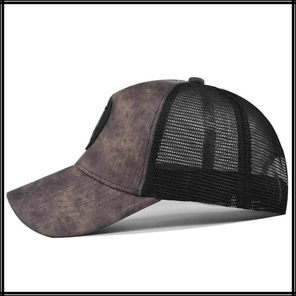 Baseball CZA441 [White Fang] Hat, Cap, Cap, Mesh, Houndstooth, Fashionable, Adjustable, Men's, Women's, (Khaki)