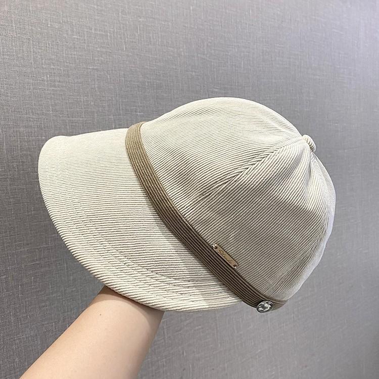 Autumn and Winter Corduroy Peaked Hat for Women Hanging Mask Wide Brim  Face Showing Small Fisherman Hat Casual  Versatile and Foldable