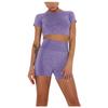 Fashion Women's Seamless Sports Short Sleeve Shorts Yoga Wear Fitness Set