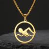 My Shape Swimming Water Pendant Necklaces Summer Sports Swim Charms Chain Stainless Steel Jewelry Swimming Lovers Gift Women Men
